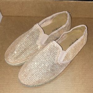 Bamboo gold sparkle slip on mesh sneakers